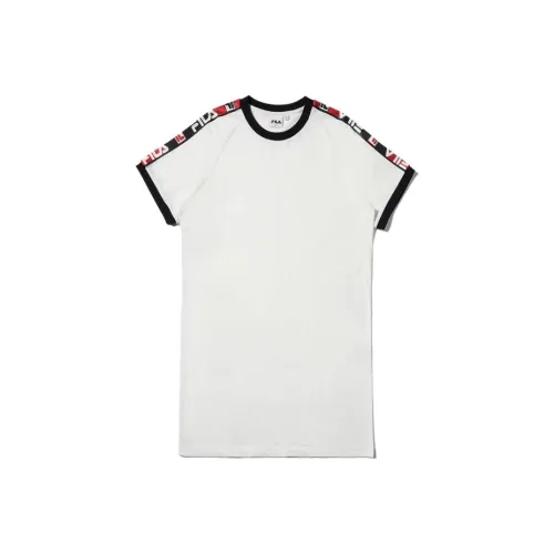 FILA Белое Женское Короткое Платье с Рукавами