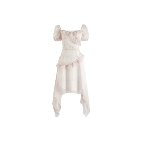 KENLY Абрикос Женские Короткие Платья с Рукавами