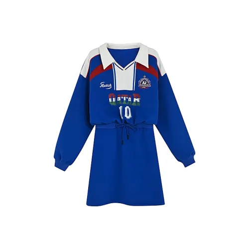 Snbl Синий Женские Длинные Платья с Рукавами