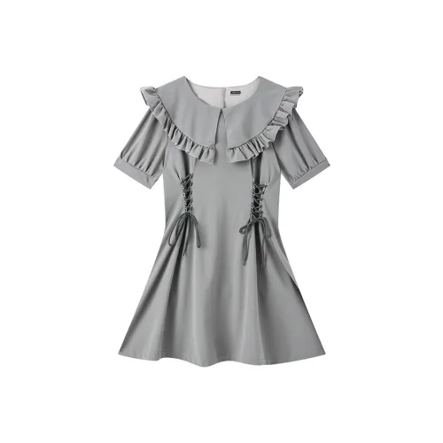 EIDOLON GRAIN Короткий рукав Платье Женское Серое