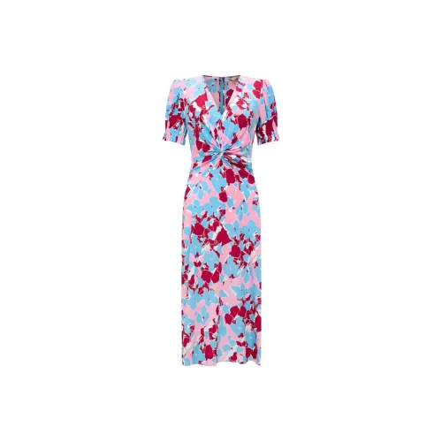 Diane von Furstenberg Вишневый цветок Розовый Женские Короткие Платья с короткими рукавами