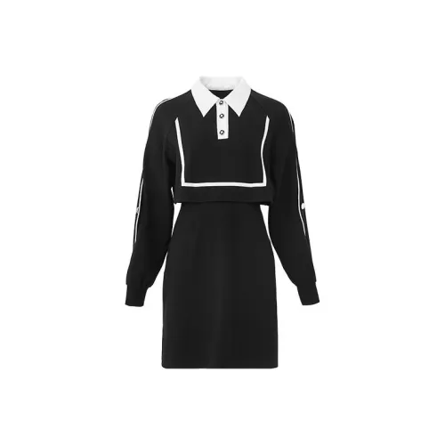 LOFT SHINE Черное Женское Длинное Платье с Рукавами