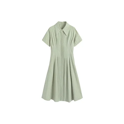 KING PRINCE Короткий рукав Платье Универсальное Модное Преппи стиль Женский Зеленый