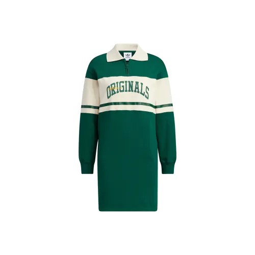 Adidas Зеленые Женские Длинные Платья с Рукавами