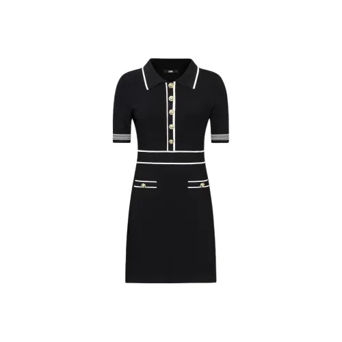 KARL LAGERFELD Короткий рукав Платье Женское Черное