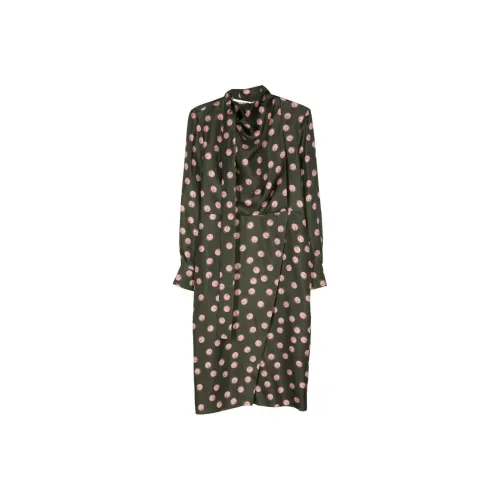 FENDI SS24 Длинное платье с длинными рукавами женское оливково-зеленый