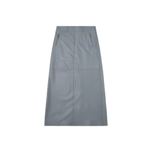 DIESEL Серый Женские Кожаные Длинные Юбки