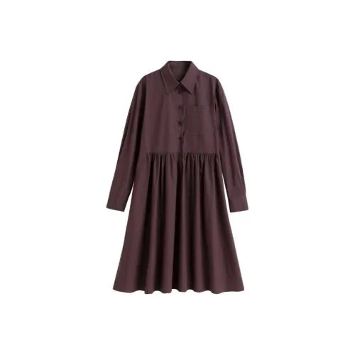 HACHIXIAOJIE Сандаловое дерево LIP Серо-фиолетовый Женские Длинные Платья с рукавами