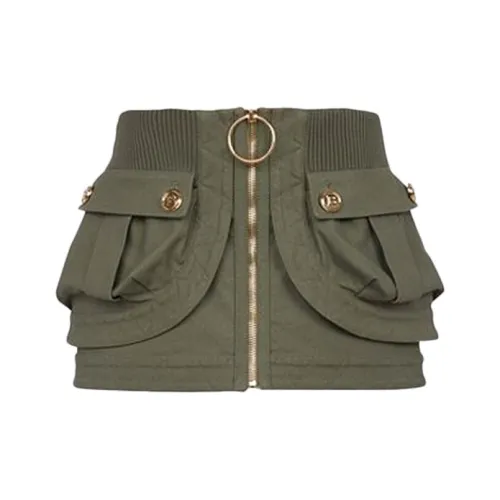 BALMAIN Хаки Женские Повседневные Короткие Юбки