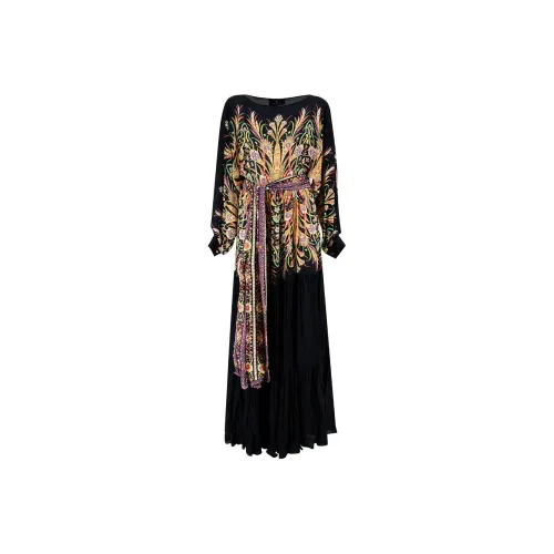 ETRO Черное Женское Длинное Платье с Рукавами