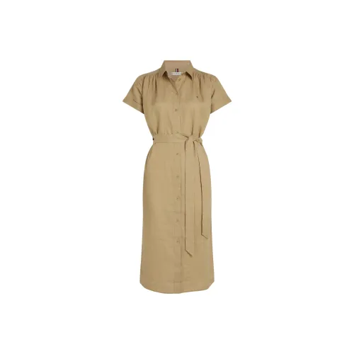 Tommy Hilfiger Короткий рукав Платье Женское Верблюжий