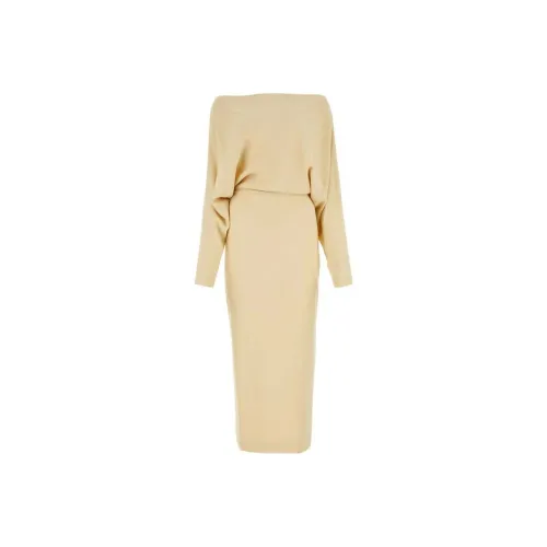 KHAITE Желтое Женское Длинное Платье с Рукавами