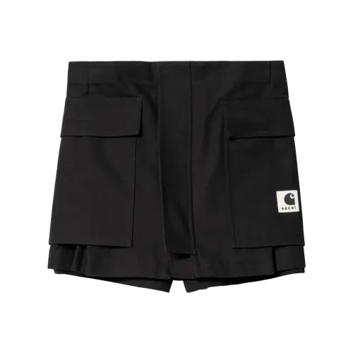 Sacai Carhartt WIP Collaboration Co Branded SS24 Черные Женские Повседневные шорты