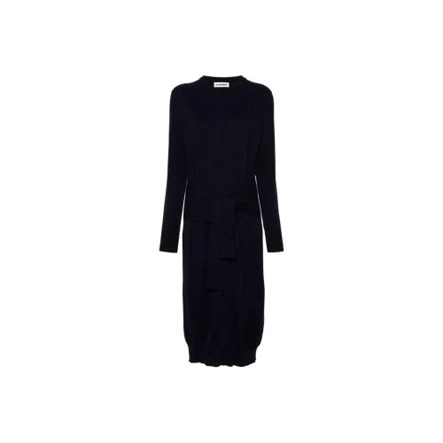 JIL SANDER Темно-синий Женские Длинные Платья с Рукавами