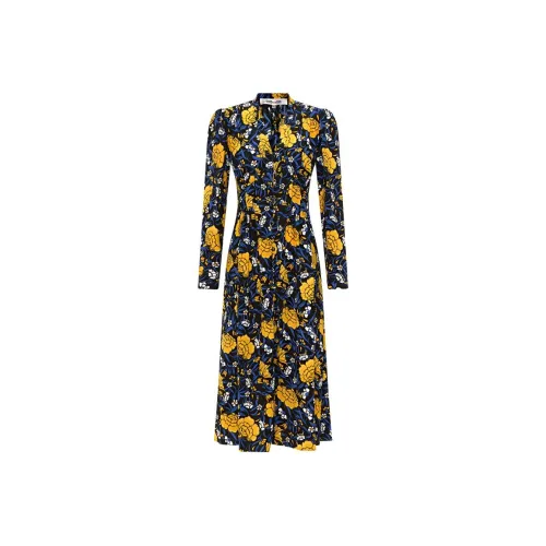 DVF Diane Von Furstenberg Длинное платье с длинными рукавами женское многоцветное