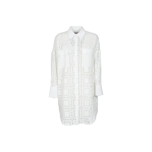 MSGM Белое Женское Длинное Платье с Рукавами