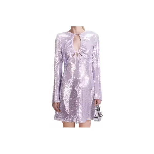 Self Портрет Длинное Платье с Длинными Рукавами Женское Сиреневый