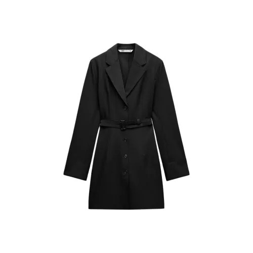 ZARA ZW Series Длинное Платье с Длинными Рукавами Женское Серое