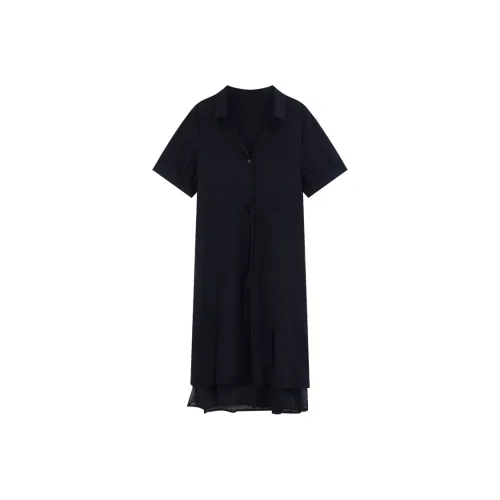 DianThia Короткий рукав Платье Женское Черное