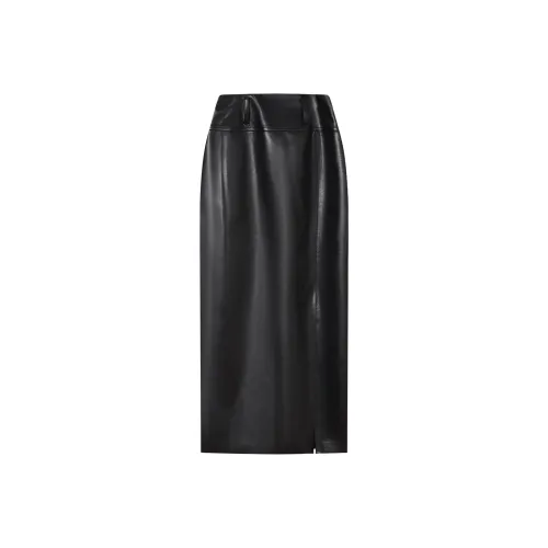 THE SEA LIFE Кожа Длинная Юбка Женская Черная Маг