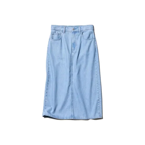 UNIQLO Деним Длинная Юбка Женская Небесно-Синий