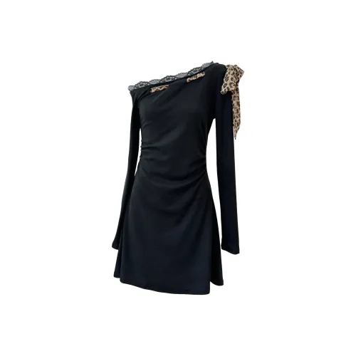 TUSHIFEI Длинное платье с длинным рукавом женское черное