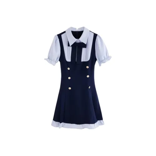 KEAB Короткий рукав Платье Женское Темно-синий