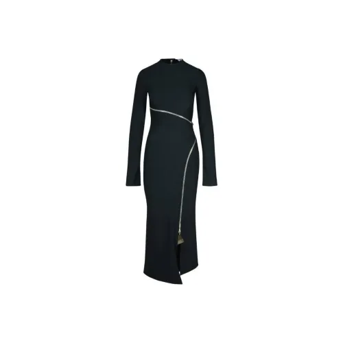 The Attico Длинное платье с длинными рукавами женское черное