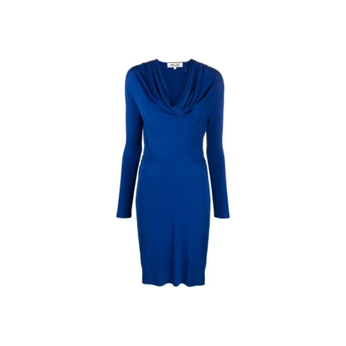 Diane von Furstenberg Длинное платье с длинными рукавами женское королевский синий