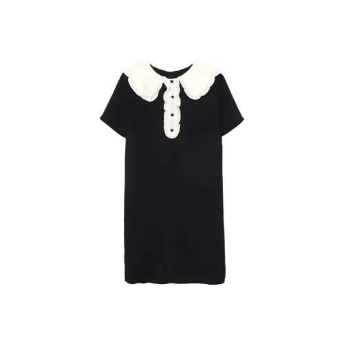 ETSE Black Женские Короткие Платья с Рукавами