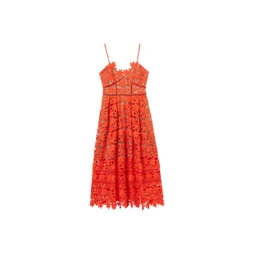 Self Portrait Slip Dress Women's Bright Orange