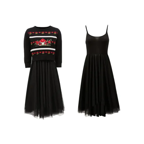 VERO MODA Черное Женское Длинное Платье с Рукавами
