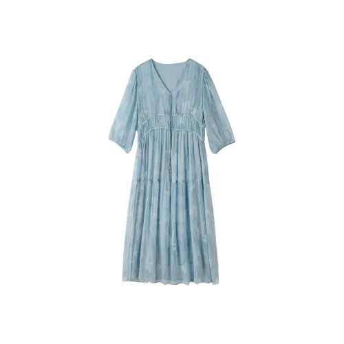 To The West Короткий рукав Платье Женское Синий