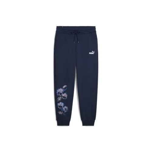 PUMA ESSENTIALS+ FLORAL VIBES Вязаные спортивные брюки женские синие