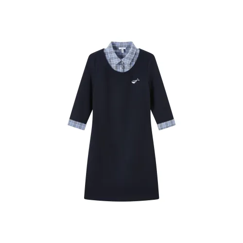 FINITY Длинное платье с длинными рукавами женское темно-синий