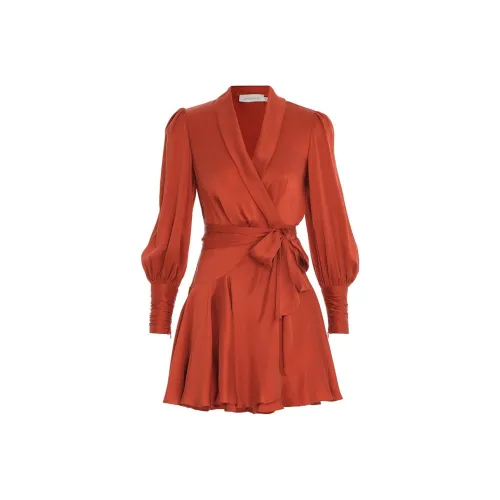 Zimmermann Тыква Женские Длинные Платья с Рукавами