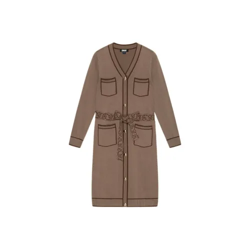 DKNY Длинное платье с длинными рукавами женское цвет КАМЕЛ