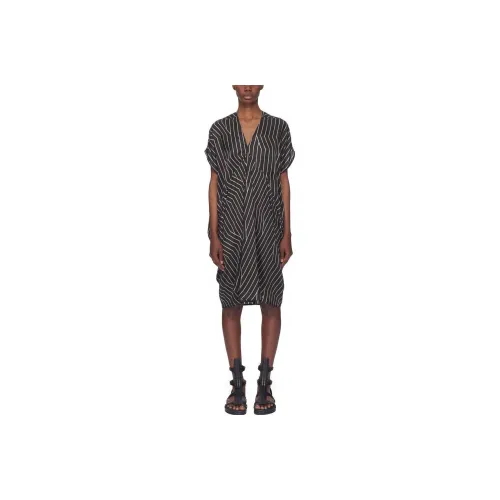 RICK OWENS Black Женские Короткие Платья с Рукавами