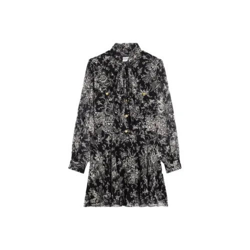 CELINE Черное Женское Длинное Платье с Рукавами