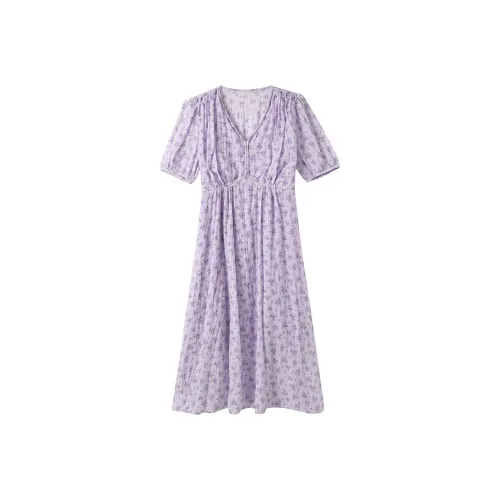 ZCDECO Короткий рукав Платье Женское Фиолетовое