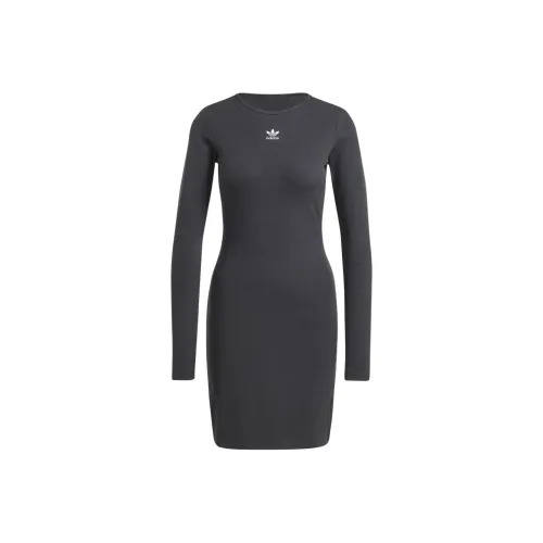 Adidas Originals Длинное платье с длинным рукавом женское серое