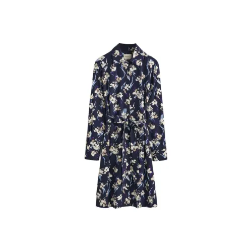 GANT Длинное платье с длинными рукавами женское цвет полночный синий