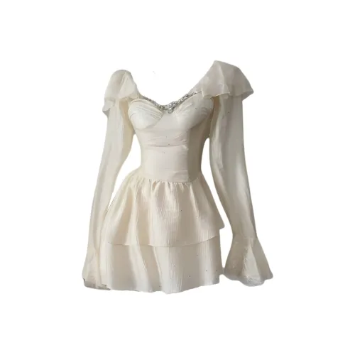 CPAURA Длинное платье с длинными рукавами женское экрю