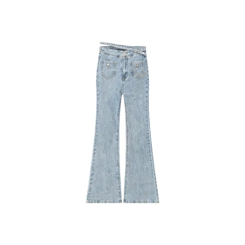 CHUU Светло-синий деним женские джинсы