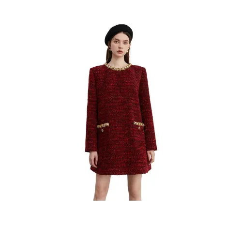 DPLAY Длинное платье с длинными рукавами женское Анкора красный