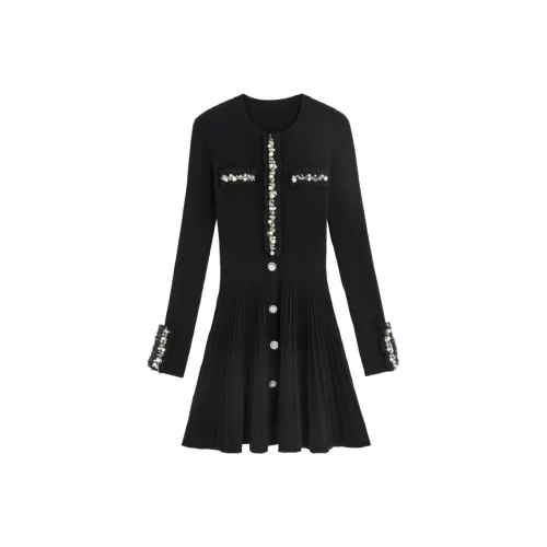 BEBE Длинное платье с длинными рукавами женское черное