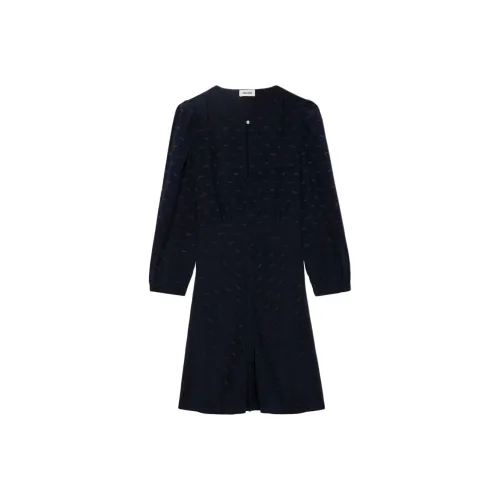 Zadig Voltaire Длинное платье с длинными рукавами женское темно-серое