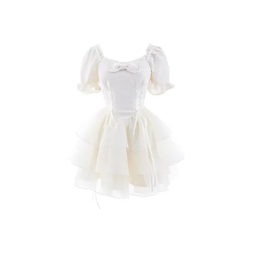 KENLY Абрикос Женские Короткие Платья с Рукавами