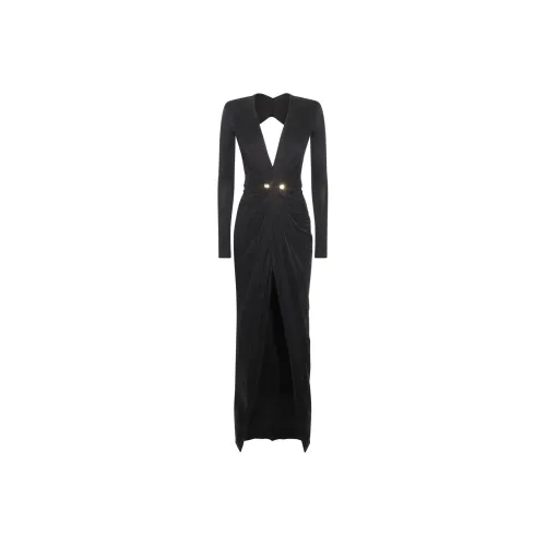 Elisabetta Franchi Длинное платье с длинными рукавами женское черное