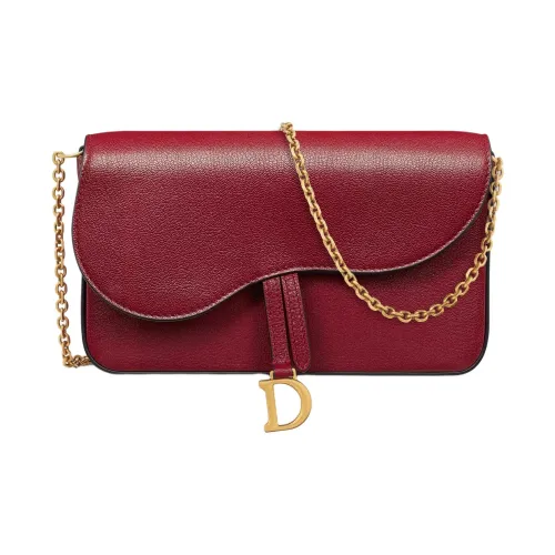 DIOR Козья кожа Сумка через плечо Средняя Женская Вишнево-красная